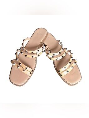 Hollis Embellished Slide Sandals by A New Day Tan Nude Slip On Size 9.5